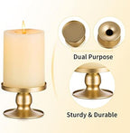 Romadedi 2-in-1 Gold Metal Pillar and Taper Candle Holders, Set of 12 - Image 5