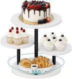 ELITEROO 4 Tiered Wooden Cupcake Stand, Round cake and cupcake stand combo with serving Tray, 360°Rotating Dessert Tower for Pie Table Display Rack for Wedding Birthday Baby Shower Tea Party, White by ELITEROO