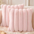 Faux Fur Decorative Throw Pillow Covers 20x20 Set of 2, Pink by Symplora