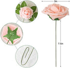 AmyHomie Blush Pink Rose 100pcs Real Looking Artificial Flowers w/Stem - Image 2