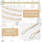 ZenNex 65.6 Ft Christmas Wooden Bead Garland 2 Pcs Long Bead String,Wood - Image 4