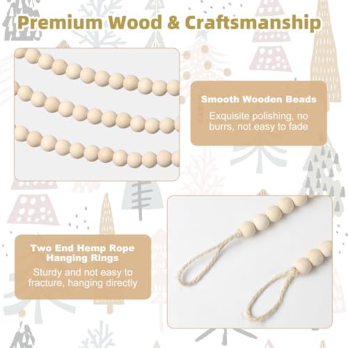 ZenNex 65.6 Ft Christmas Wooden Bead Garland 2 Pcs Long Bead String,Wood - Image 4