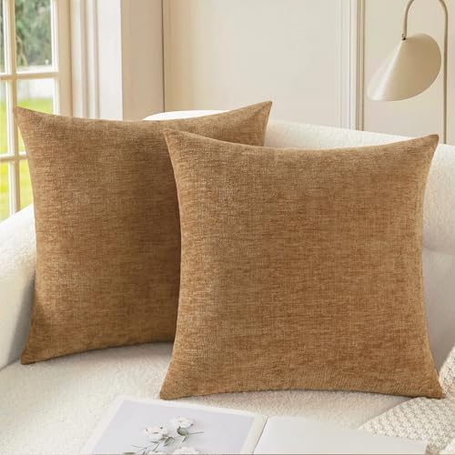 CaliTime Decorative Couch Throw Pillow Covers 26 X 26 Inches Apricot Brown by CaliTime
