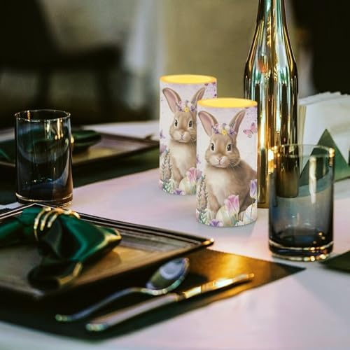Rabbit Flameless Candles with Remote and Timer LED Candles Flickering Battery Operated Fake Candle for Home Easter Bedroom Living Room Dining Room Table Decor Set of 2 - Image 5