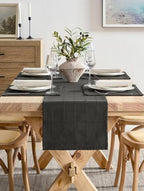 ZeeMart Linen Checked Farmhouse Placemats Set of 6, Charcoal 13x19in - Image 5