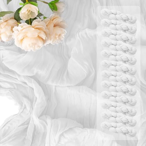 12 Pack White Spring Easter Table Runner 10FT White Cheesecloth Table Runner 21 x 120 inch Boho Gauze Cheese Cloth Table Runners Rustic Sheer Table Runners for Party Wedding Bridal Baby Shower Decor by Unknown