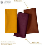 Multi Color Cloth Napkins 17"x17" - Set of 12-100% Cotton, Washable - Perfect Hotel Quality Napkin for Table, Dinner, Weddings, Everyday Dining - Mustard Yellow, Burgundy, Rust - Image 2