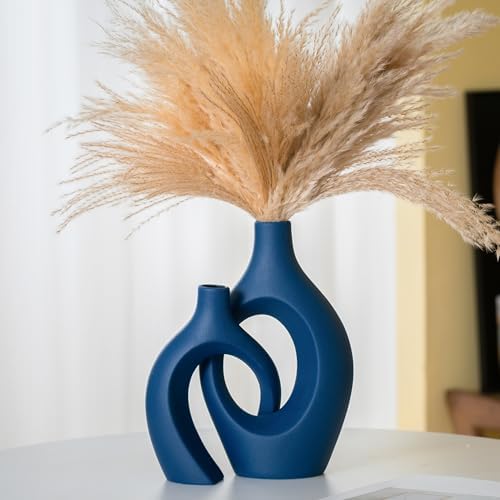 Lvases Snuggle Hollow Ceramic Vase of 2, Modern Minimalist Decorative Vases by modernhomedecoration