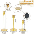 Matte Gold Candle Holders Bulk Painted Gold Metal Candlesticks Fit 0.8 Inch Taper Candles Decorative Metal Candelabra for Wedding Home Holiday Anniversary Party Dinning Table Decors (Set of 24) - Image 2