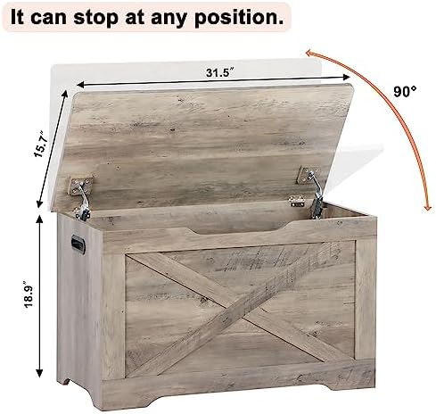 Timberer 31.5" Storage Chest, Wooden Storage Bench, Entryway Shoes Bench - Image 3