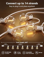 GOOTHY LED Outdoor String Lights Waterproof, 50Ft G40 Globe Patio Light Plug in with 52 Shatterproof Bulbs, Hanging Outdoor Lights for Backyard Garden Bistro Balcony Party Wedding Decor, White Wire - Image 2