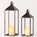 17" 13" Vintage Farmhouse Decorative Lanterns Indoor Outdoor with Candles by MATAHUMbeyourbetterchoice