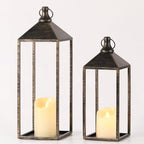 17" 13" Vintage Farmhouse Decorative Lanterns Indoor Outdoor with Candles by MATAHUMbeyourbetterchoice