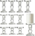 12 Pcs Glass Candle Holders, Clear Crystal Candlestick Holders for Pillar by Unknown