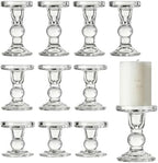 12 Pcs Glass Candle Holders, Clear Crystal Candlestick Holders for Pillar by Unknown