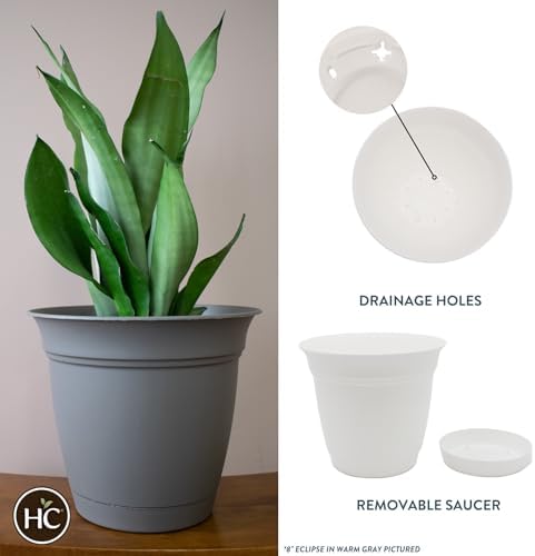The HC Companies Eclipse Round Planter Pot, 8 Inch, White, 6-Pack - Image 2
