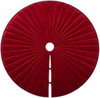 Foilswirl 60 Inch Burgundy Velvet Quilted Christmas Tree Skirt - Image 6