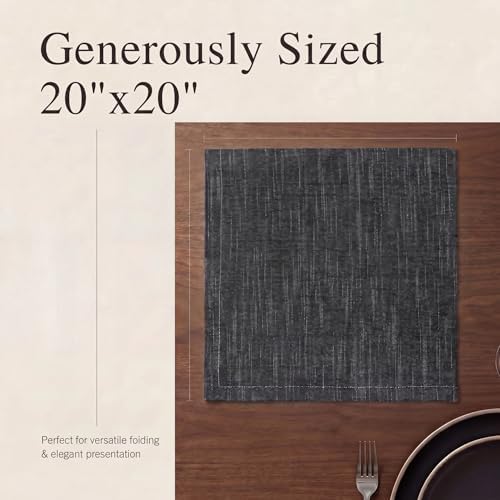Urban Villa Cloth Napkins Cotton 20x20 (Set of 12) Black/White - Image 6