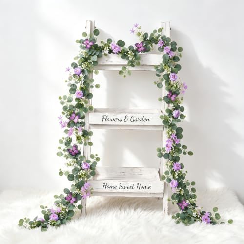 Artificial Rose Vine Fake Flower Garland,Purple, 2PCS - Image 4