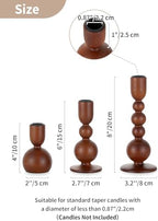 NUPTIO Wooden Taper Candle Holders, Set of 6 Brown Candlesticks - Image 3