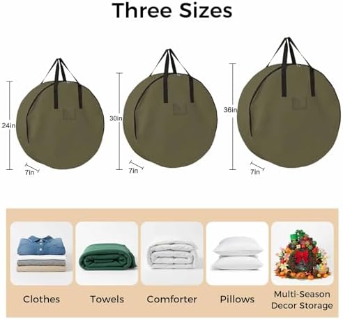36 Inch Round Storage Bag 2 Pack,Dark Brown Solid Color Waterproof Wreath Storage Container with Handles&Zipper Simple Art Closet Organizer Bags Garland Box - Image 7