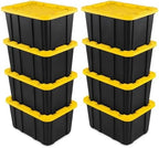 Sterilite Industrial Storage Tote with Lids for Garage, 27 Gallon, 8-Pack by Sterilite