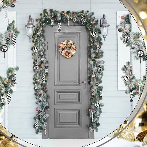 96 Pcs Christmas Tree Ornaments Black White Candy Ball Ornament - Image 5