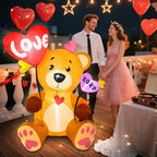 5 FT Valentines Inflatables Outdoor Decorations, Blow up Valentine's Day Love Bear Yard Decor with Hearts, Built-in LED Lights Valentine Holiday Decorations for Outside Lawn Garden Wedding Indoor - Image 2