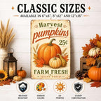Decorative Tin Sign Vintage Metal Tin Sign Rustic Distressed Finish Harvest Pumpkins Farm Fresh Wheat Wall Decor for Farmhouse Kitchen Pantry Market 12×16 Inches with Metal Frame - Image 2