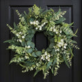 26" Eucalyptus Wreath for Front Door, Full Greenery Wreath with Baby’s Breath, Farmhouse Door Wreath, Year Round Spring Summer Wreath, Indoor Outdoor Home Decor by Qiexuxing