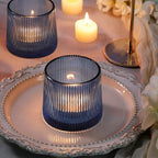DARJEN Blue Ribbed Tealight Votive Candle Holders Set of 10 - Image 5
