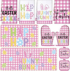 VitalCozy 10 Pcs Happy Easter Kitchen Decor Set Bunny Kitchen Towels and Rugs Oven Mitts and Pot Holders Home Decor Accessories Sets for Easter Chef Baking Cooking Grilling BBQ Gift by VitalCozy