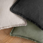 MIULEE Boho Linen Fringe Decorative Euro Throw Pillow Covers Black 22x22 - Image 4