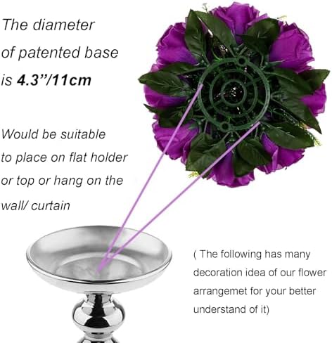 BLOSMON Flower Balls Wedding Rose Centerpieces 10 Pcs Purple Fake Flowers with Base Kissing Balls Decor Artificial Floral Arrangements Flower Bouquet of Roses Home Party Table DIY Decorations - Image 5