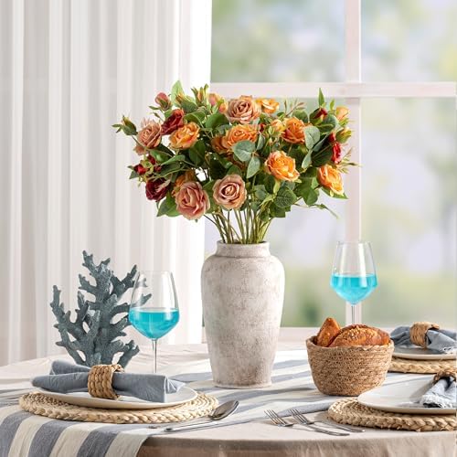 Ceramic Large Flower Vase, Rustic Vase Tall Farmhouse Decorative Vase Floral Pottery Vases for Home Decor Table Living Room Entryway Mantel Bedroom Bathroom Kitchen - 11" D - Image 4