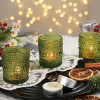 48pcs Votive Candle Holders, Green Glass DIY Wax Filling Tealight Candle Holders, Tea Light Candles Holder for Wedding Table Decoration - Image 2