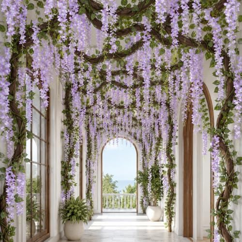 Enchanted Jungle Theme Decoration Set Artificial Purple Wisteria Vines - Image 5