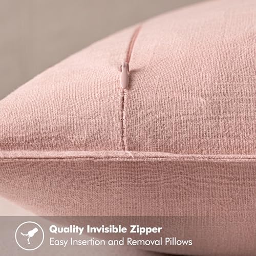 MIULEE Decorative Linen Pillow Covers 20x20 Inch Pink - Image 3