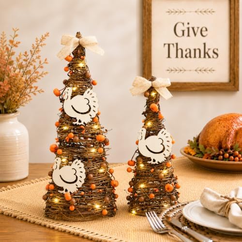 Lighted Thanksgiving Table Tree, Turkey Centerpiece Decor, Fall Decor - Image 2