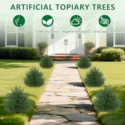 Artificial 2 Pack Norfolk Topiary Cedar Trees with Ground Spike - Image 3