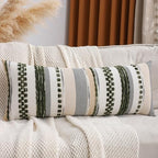 Dark Green Boho Lumbar Throw Pillow Cover 14x36 by Tosleo