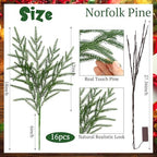 Seematn 20 Pcs LED Christmas Branches Battery Operated Norfolk Pine Picks - Image 2