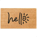 THEODORE MAGNUS Sunny Hello Natural Coir Doormat | 100% Coconut Fiber Entry Mat | Anti-Slip Backing | 17" x 30" by TheodoreMagnus