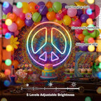 Zhengmy Peace Sign Neon Light, USB Powered Hippie LED Wall Decor 13" - Image 4