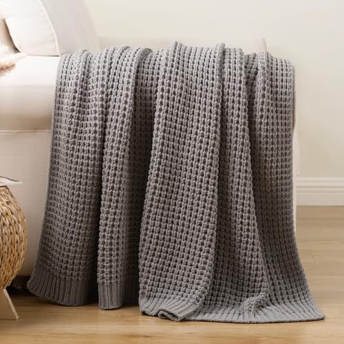 Grey Throw Blanket for Couch, Soft Knitted Chenille Throw Blanket 50"x60" - Image 4