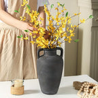 Ceramic Flower Vase with Handles, 11 Inch Tall Farmhouse Vase - Image 6