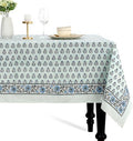CPC Tablecloth 100% Cotton 72x140 Inch Indian Block Print Rectangle Table Cover, Washable Table Cloth for Weddings, Spring/Summer, Barbeque - Poppy Blue by COTTONPRINTCLUB