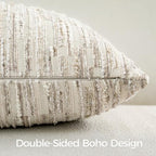 a moment Boho Striped Decorative Throw Pillow Covers 24"X24" Set of 2,Beige - Image 3