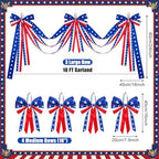 Knitgrip 10ft Patriotic Red White and Blue Outdoor Decorations Bunting Bow Garland with 4th of July 4 Large Bows Patriotic Porch Decor American Flag 250th Banner for Independence Day Wall Stair - Image 2