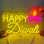 Happy Diwali Neon Sign Dimmable Festival of Light Oil Lamp Neon Light by Radineon